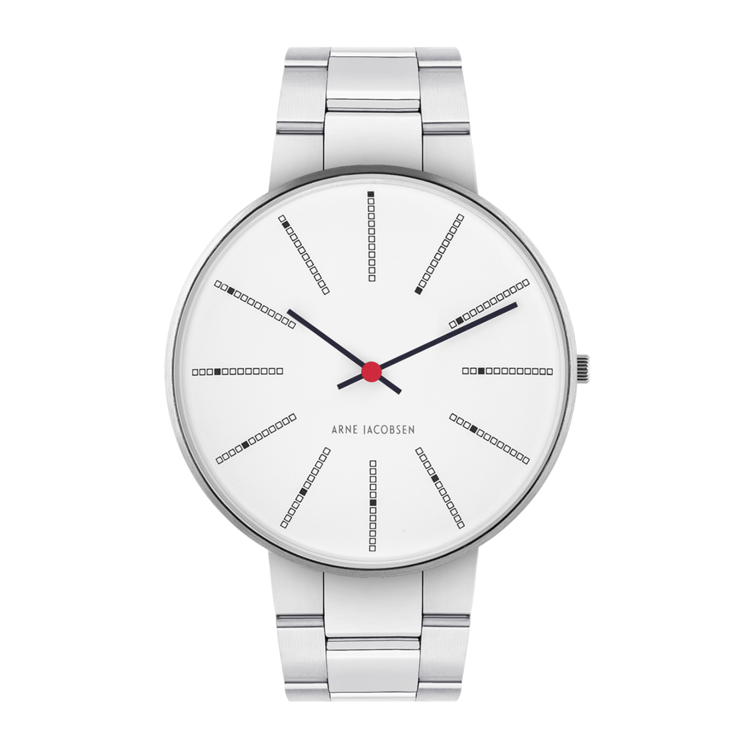Orologio Bankers Bianco 40 mm  da polso Arne Jacobsen Bankers con bracciale in acciaio lucido e spazzolato da 20 mm.