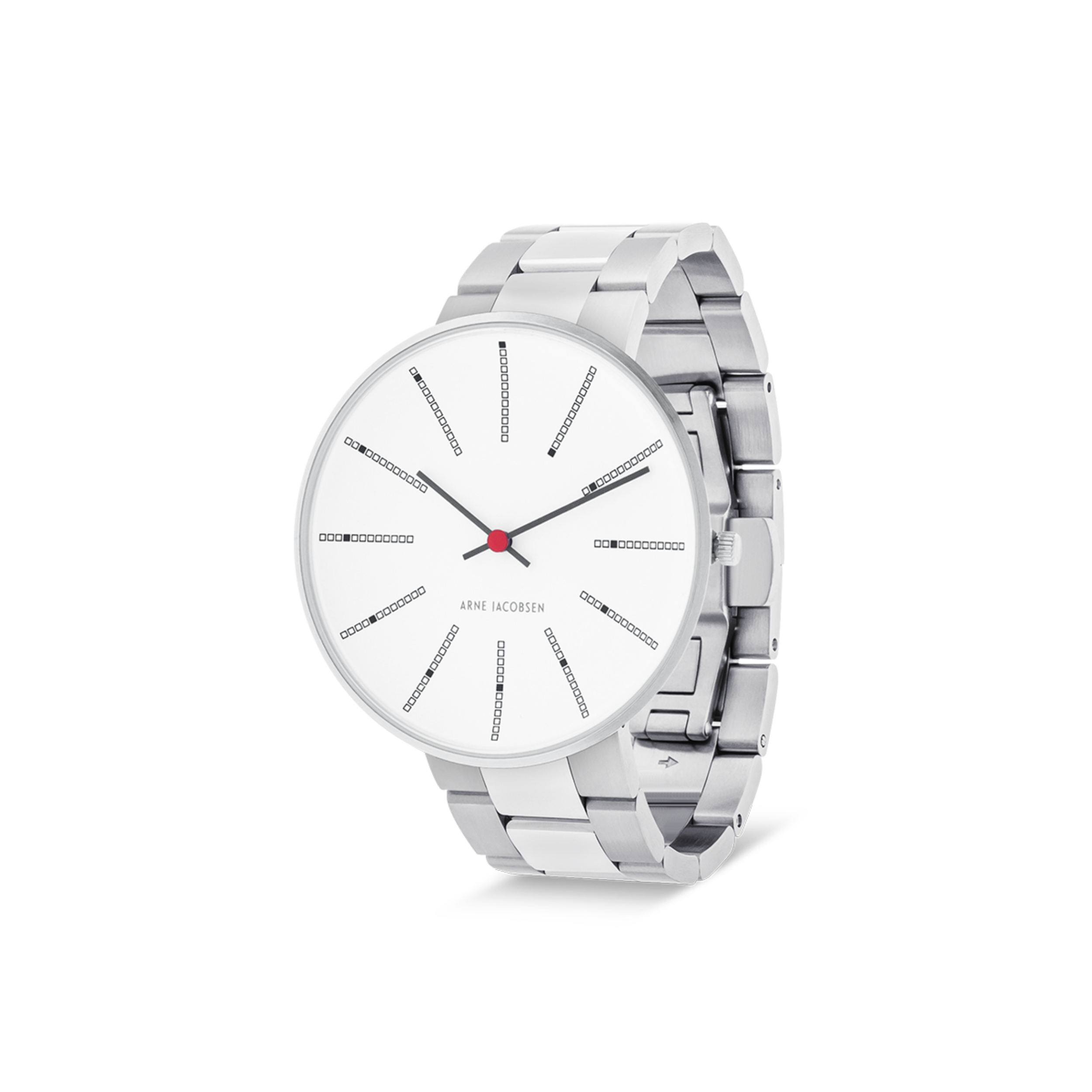 Orologio Bankers Bianco 40 mm  da polso Arne Jacobsen Bankers con bracciale in acciaio lucido e spazzolato da 20 mm.