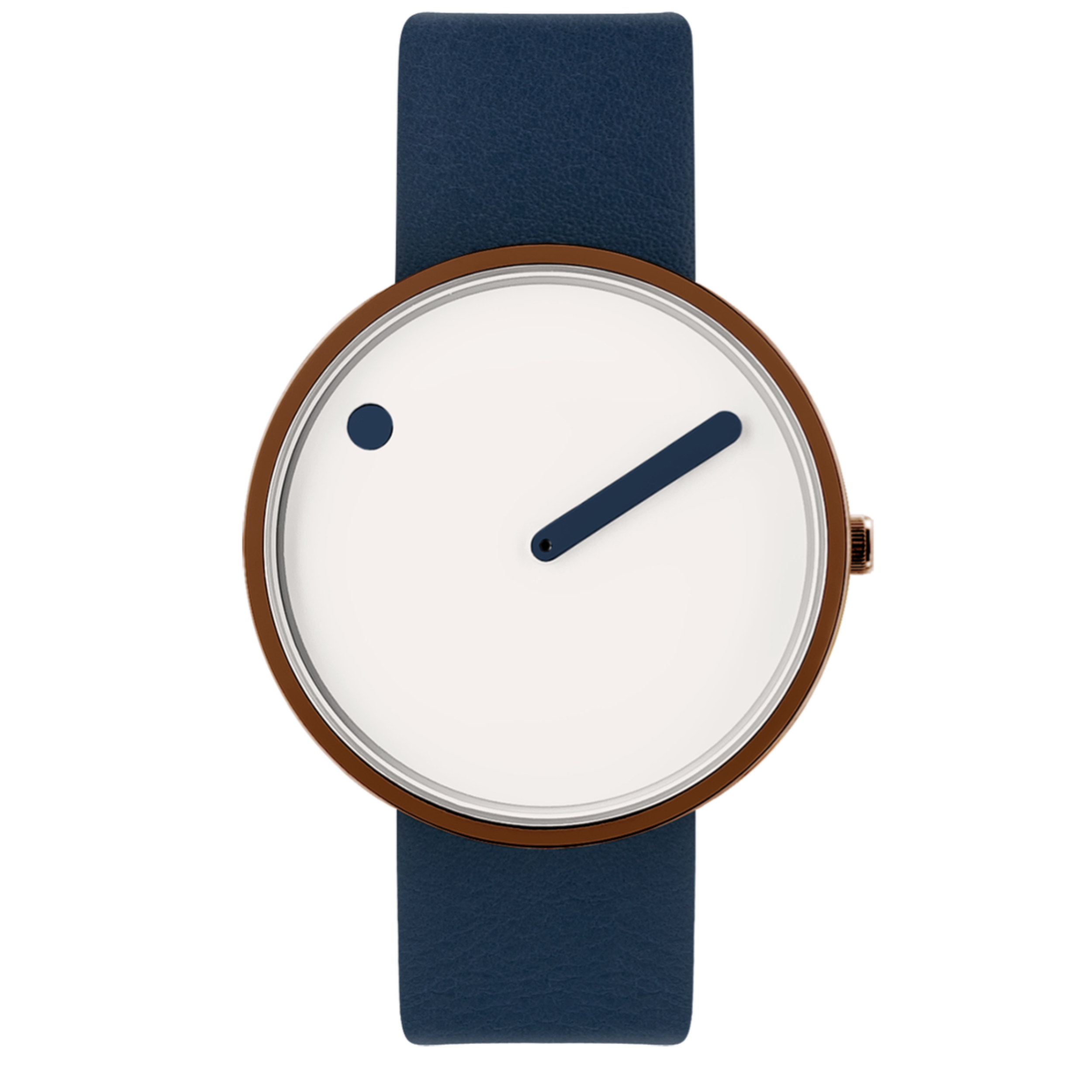 Orologio PICTO da polso con quadrante 40 mm girevole e cinturino in pelle blu notte