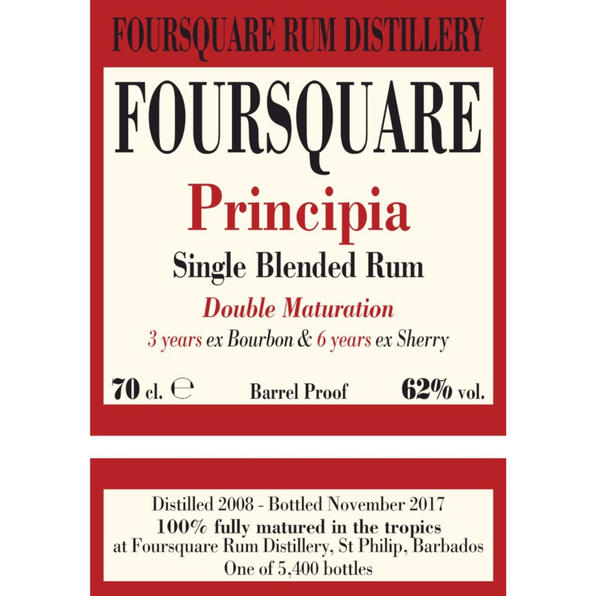 Rum Foursquare Principia -  70 cl 62 % vol