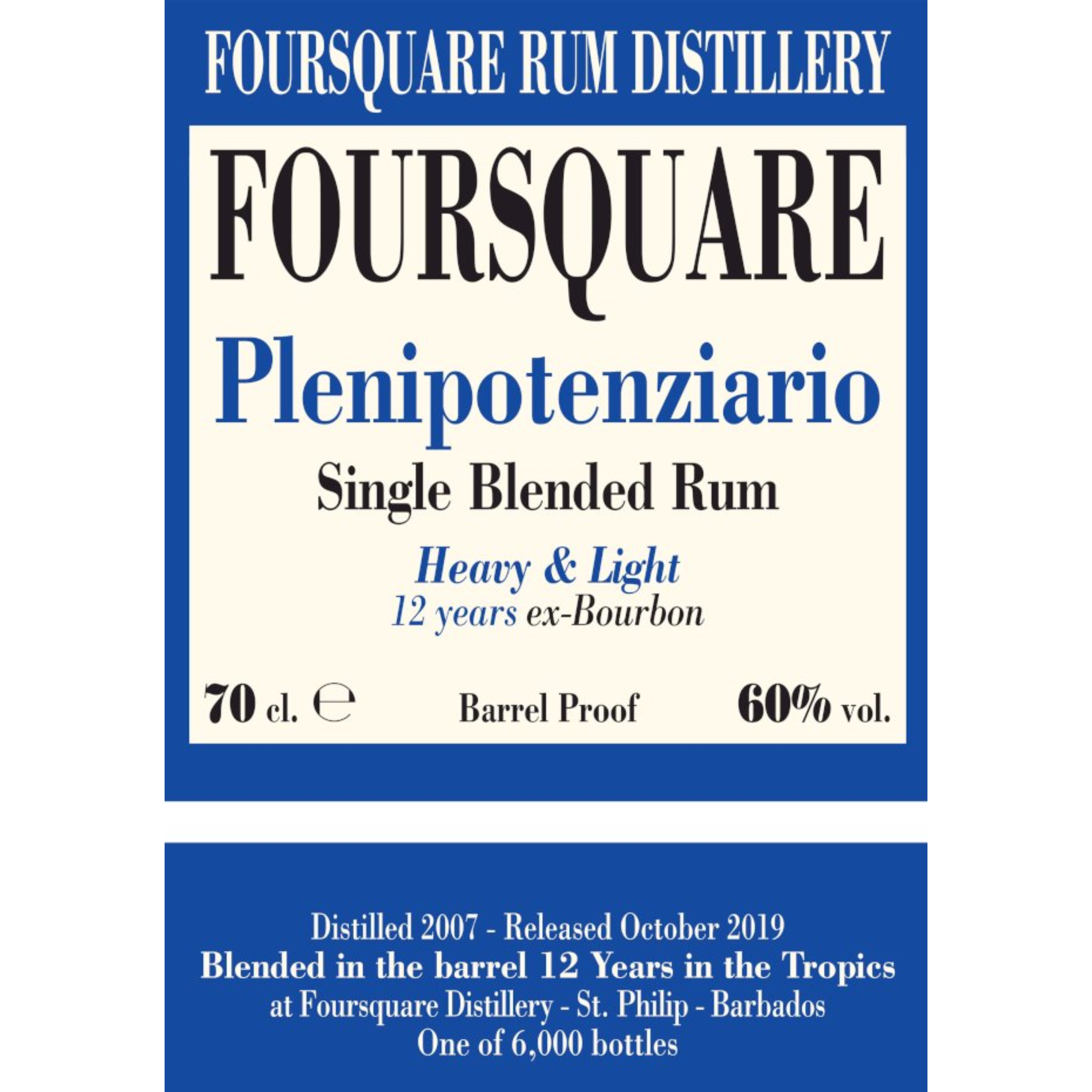 Rum Foursquare Plenipotenziario - 70 cl 60 % vol