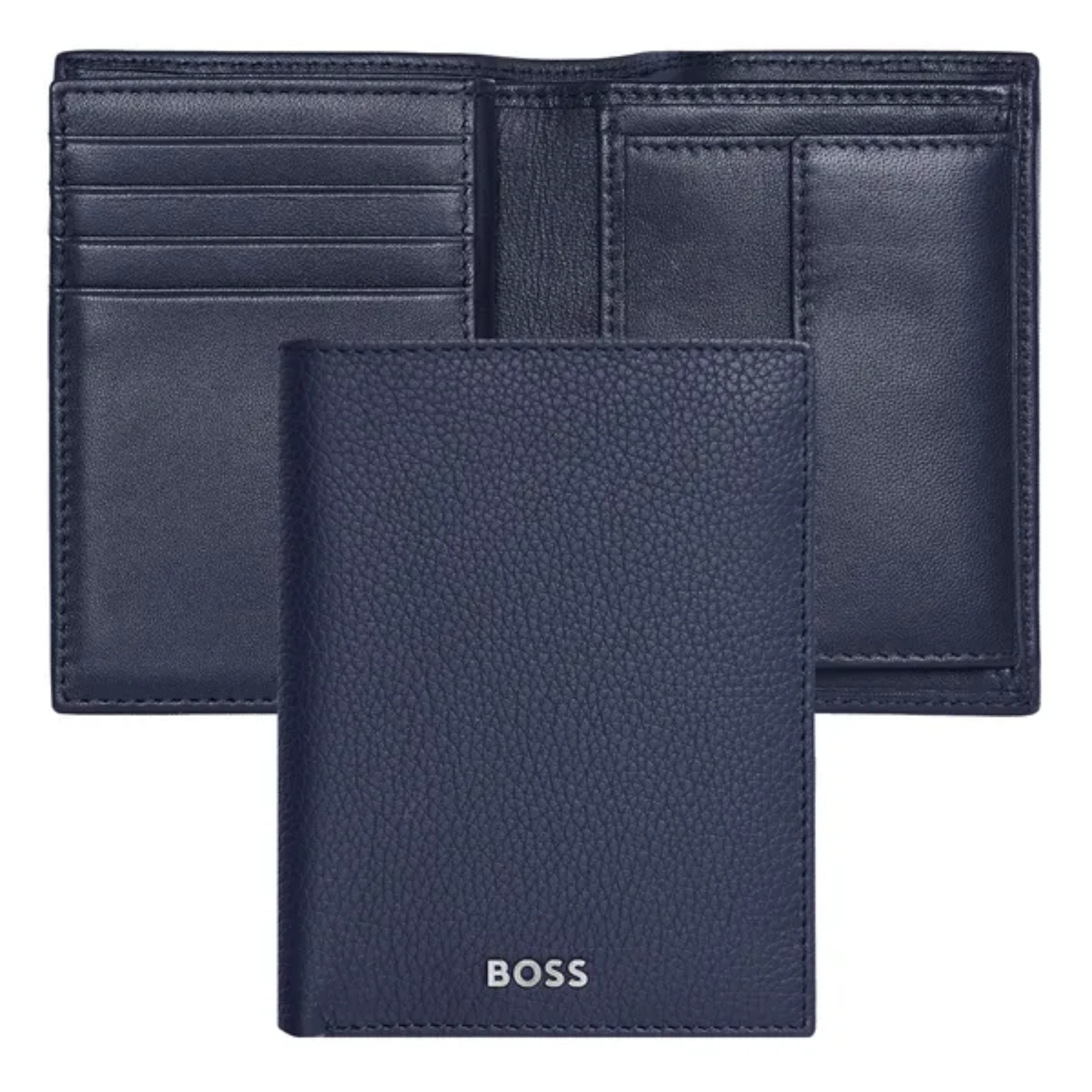Portafoglio Hugo Boss con patta e tasca porta soldi Classic Grained Navy