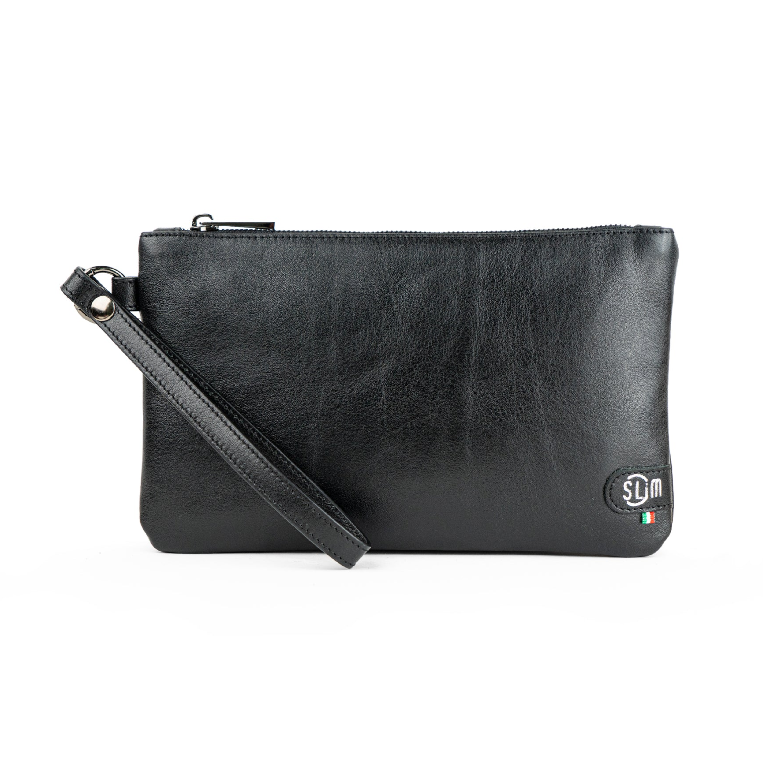 Pochette con Polsiera Vera Pelle Vegetale Nero