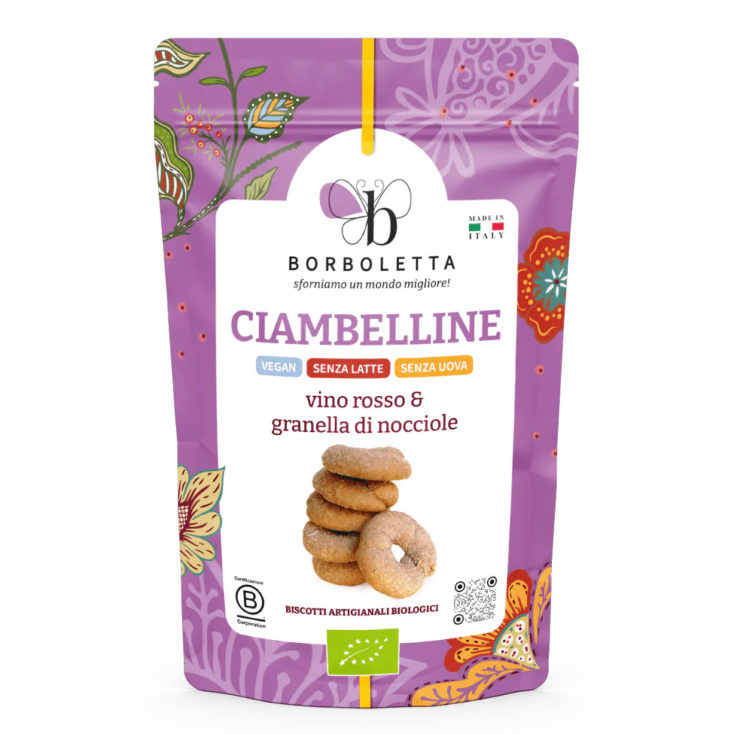 Biscotti Ciambelline – 180g Vino rosso biologico e granella di nocciole tostate