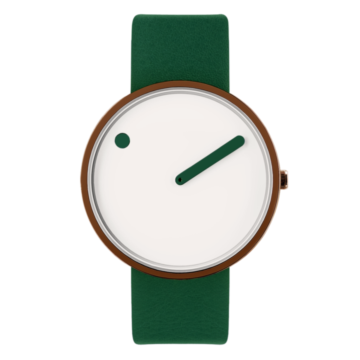Orologio da polso PICTO con quadrante 40mm girevole e cinturino in pelle verde erba.