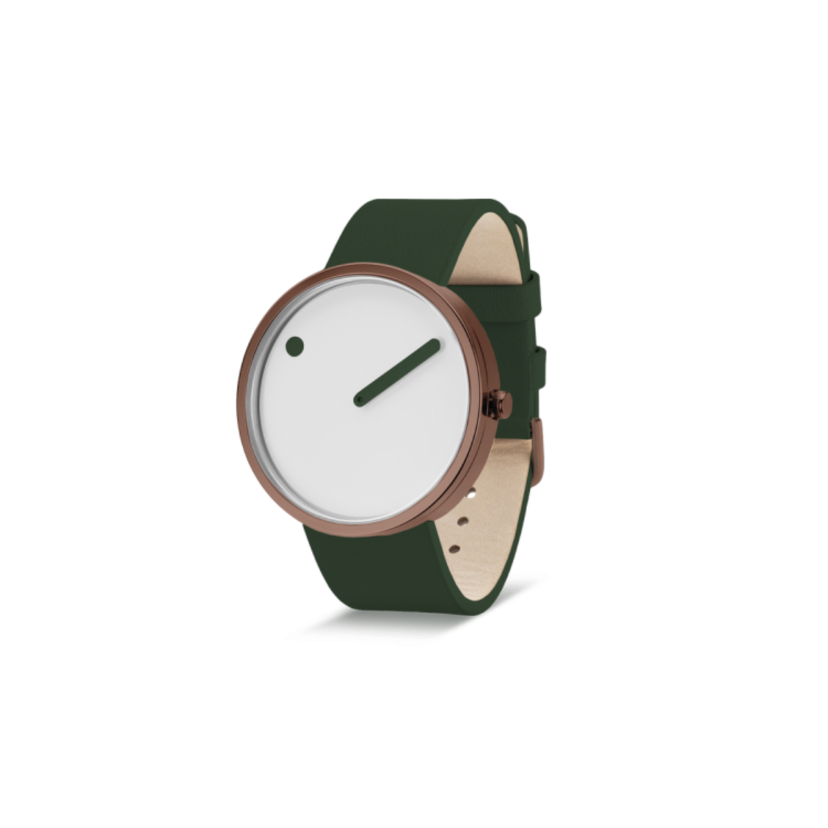 Orologio da polso PICTO con quadrante 40mm girevole e cinturino in pelle verde erba.