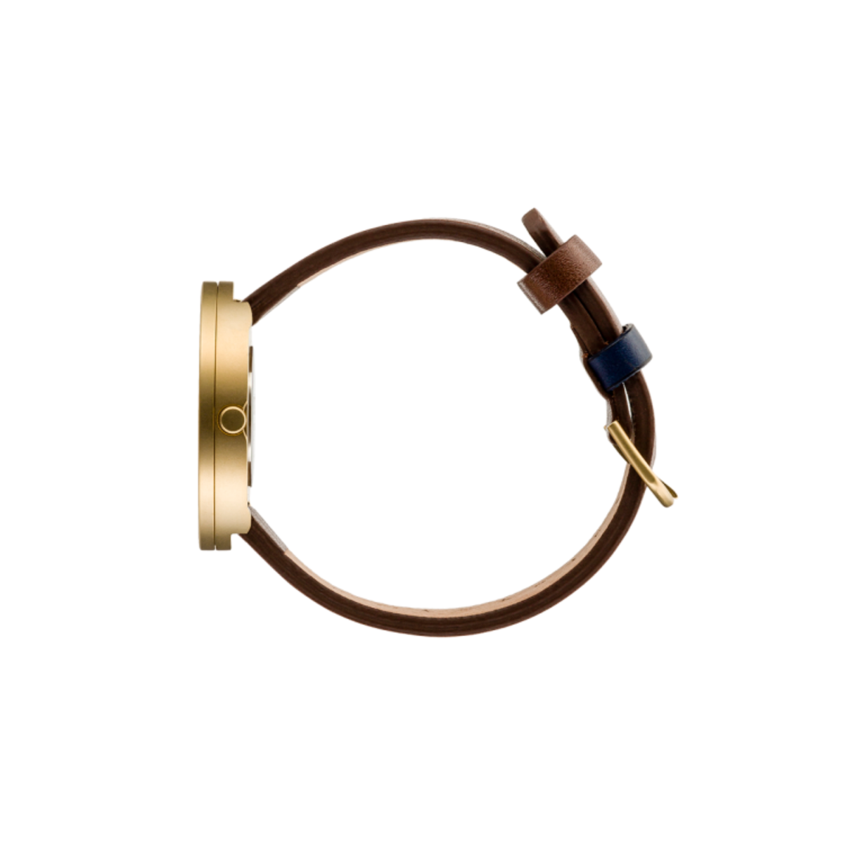 Orologio da polso PICTO con quadrante 40 mm girevole e cinturino in pelle marrone cioccolato con fibbia color oro opaco.