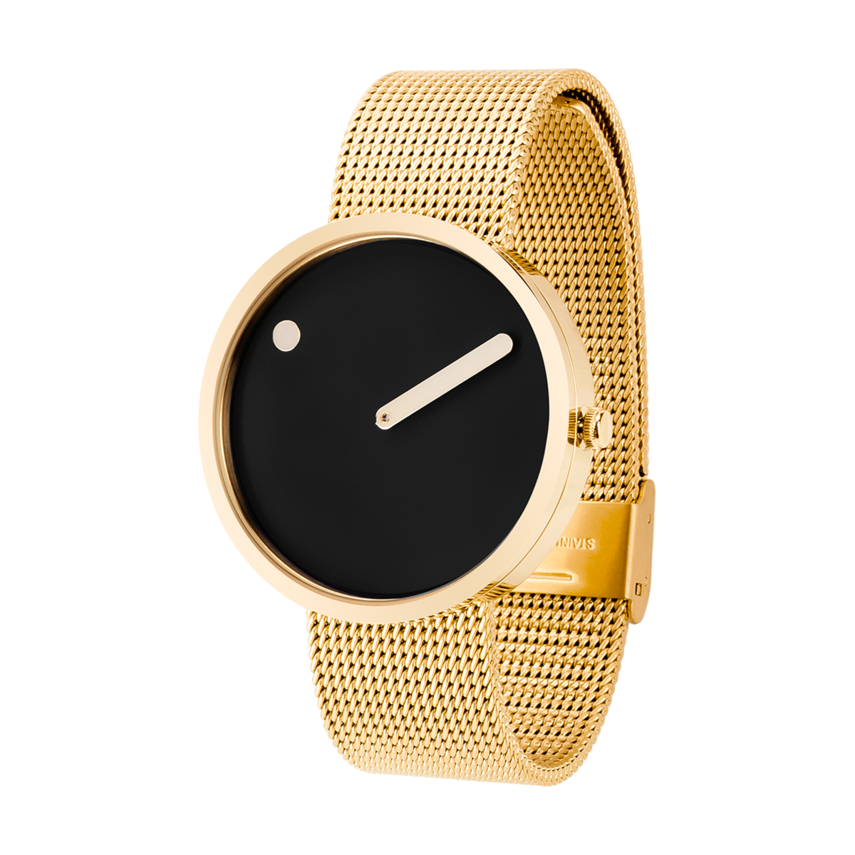 Orologio da polso PICTO con quadrante 40mm girevole e cinturino a maglia in oro opaco