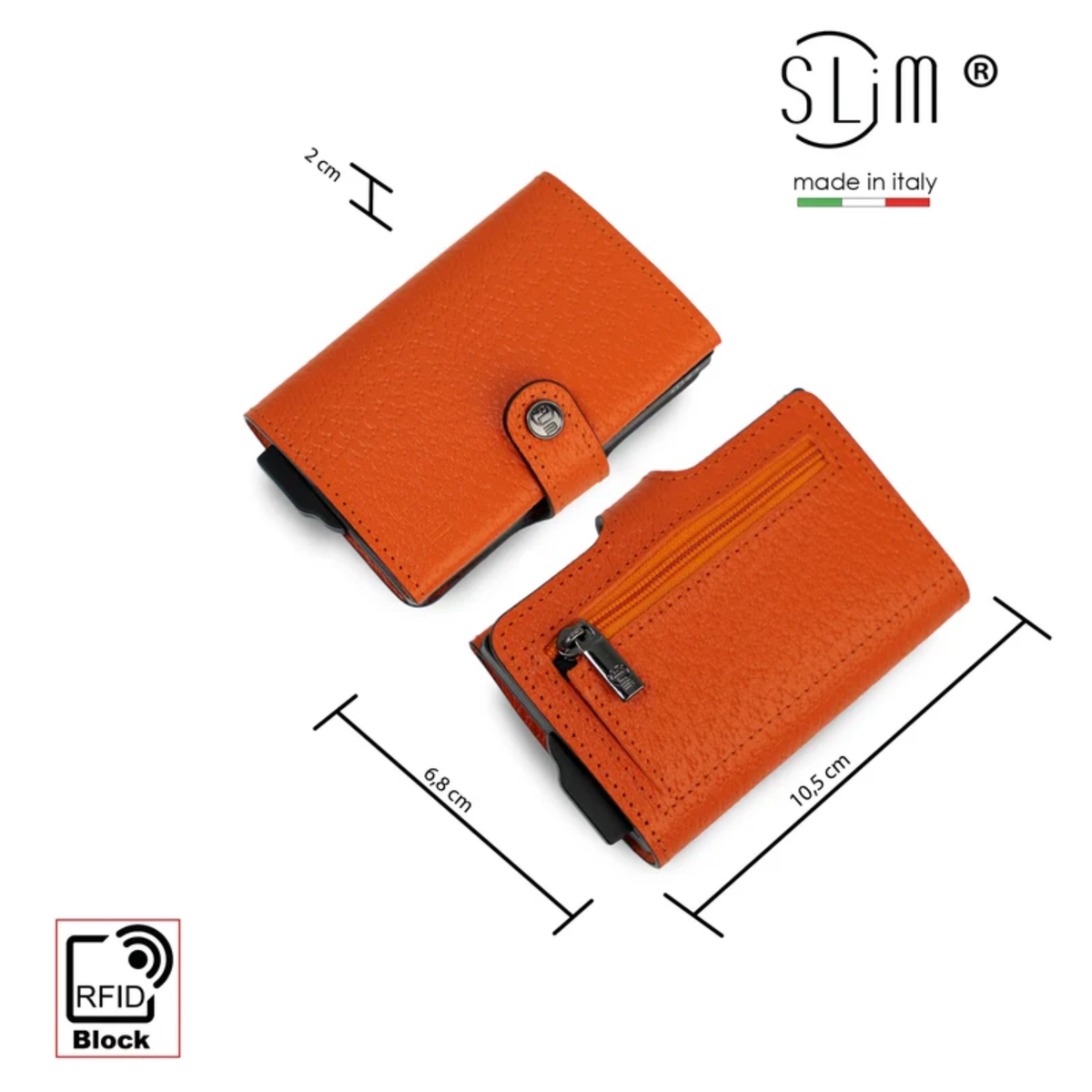 Porta Carte Vera Pelle Stampa Cinghialino Arancio