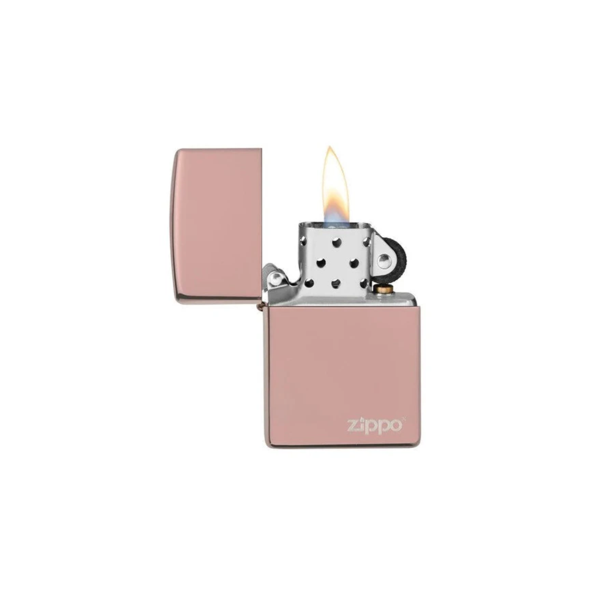 Accendino Zippo  High Polish Rose Gold con logo Zippo in metallo a benzina - ricaricabile - antivento