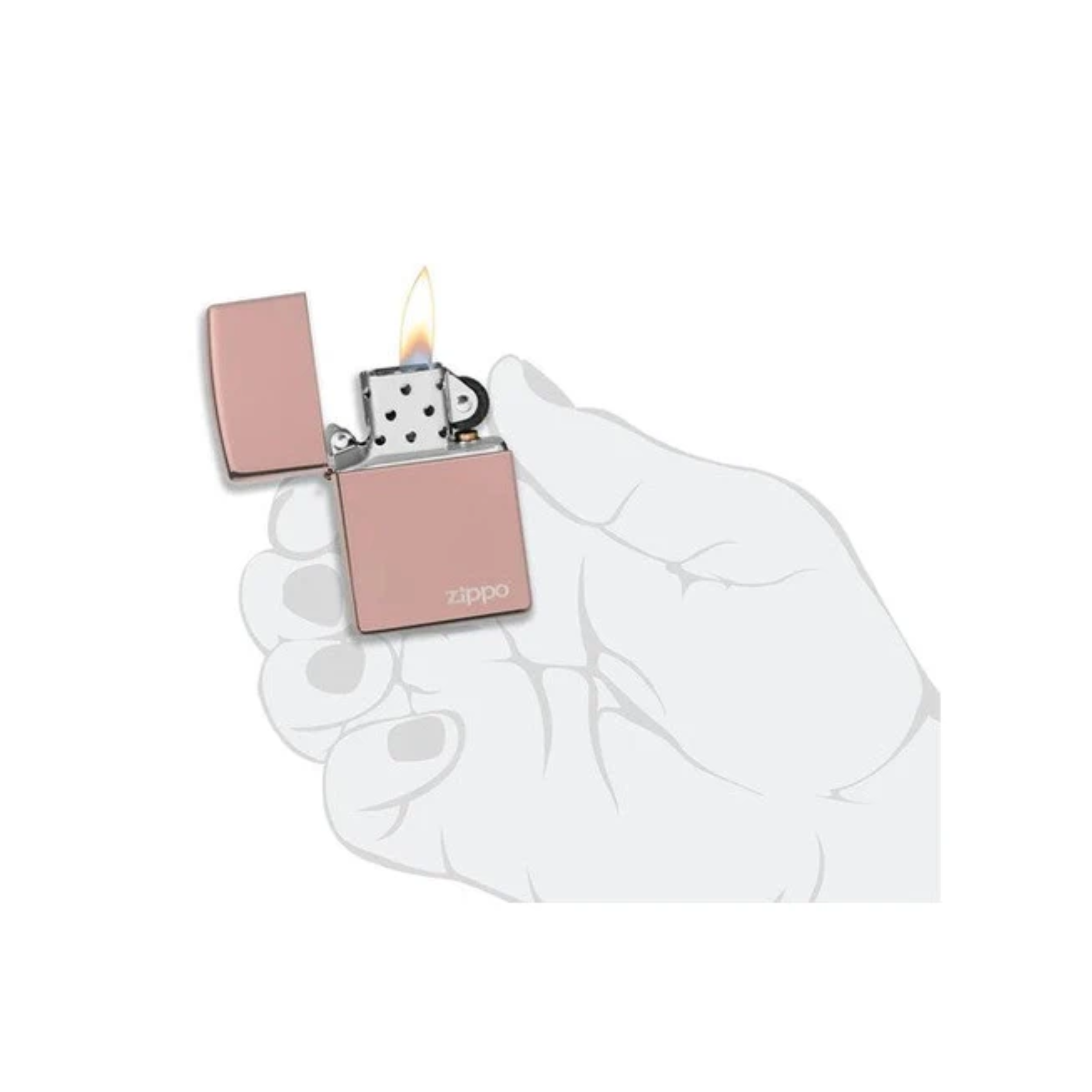 Accendino Zippo  High Polish Rose Gold con logo Zippo in metallo a benzina - ricaricabile - antivento