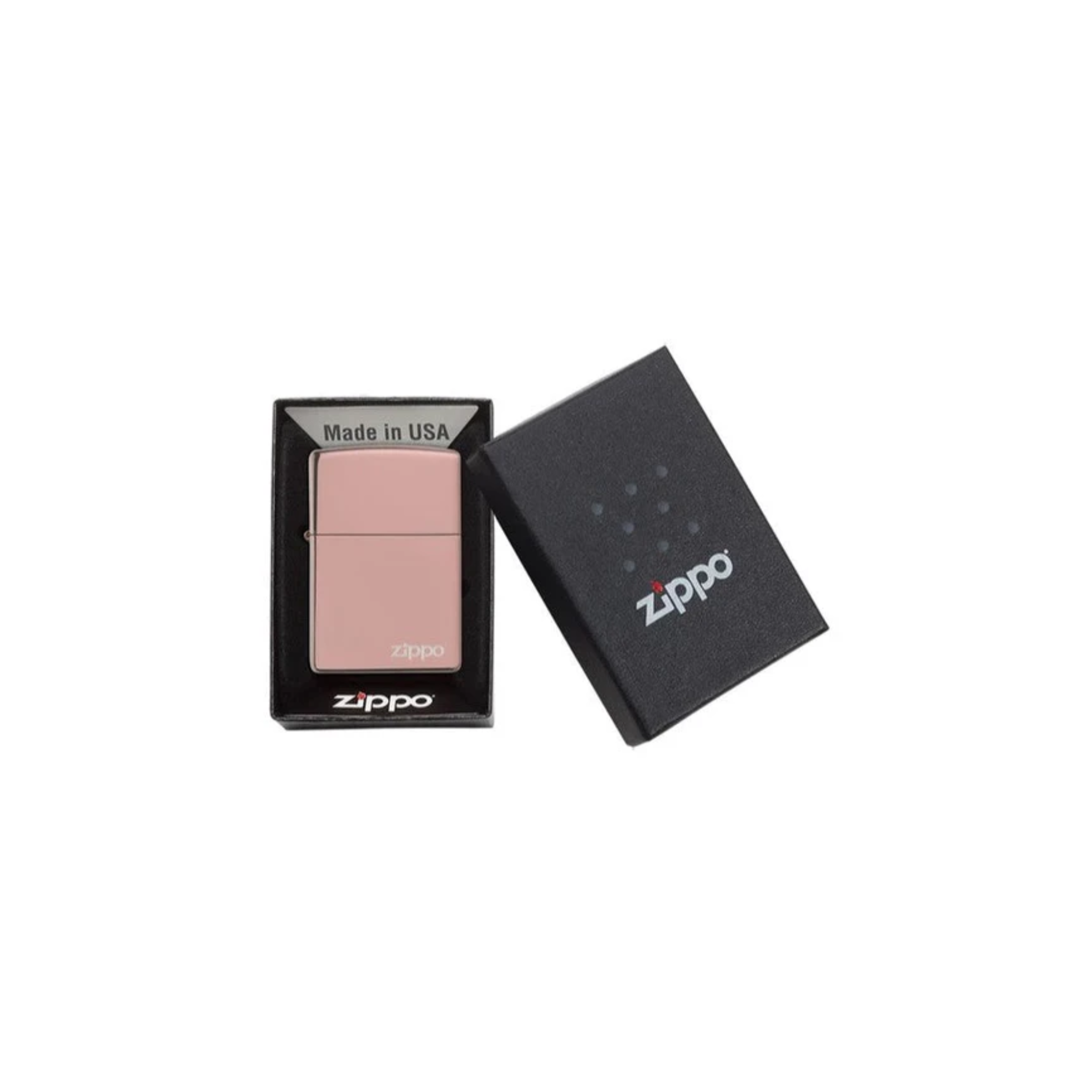 Accendino Zippo  High Polish Rose Gold con logo Zippo in metallo a benzina - ricaricabile - antivento