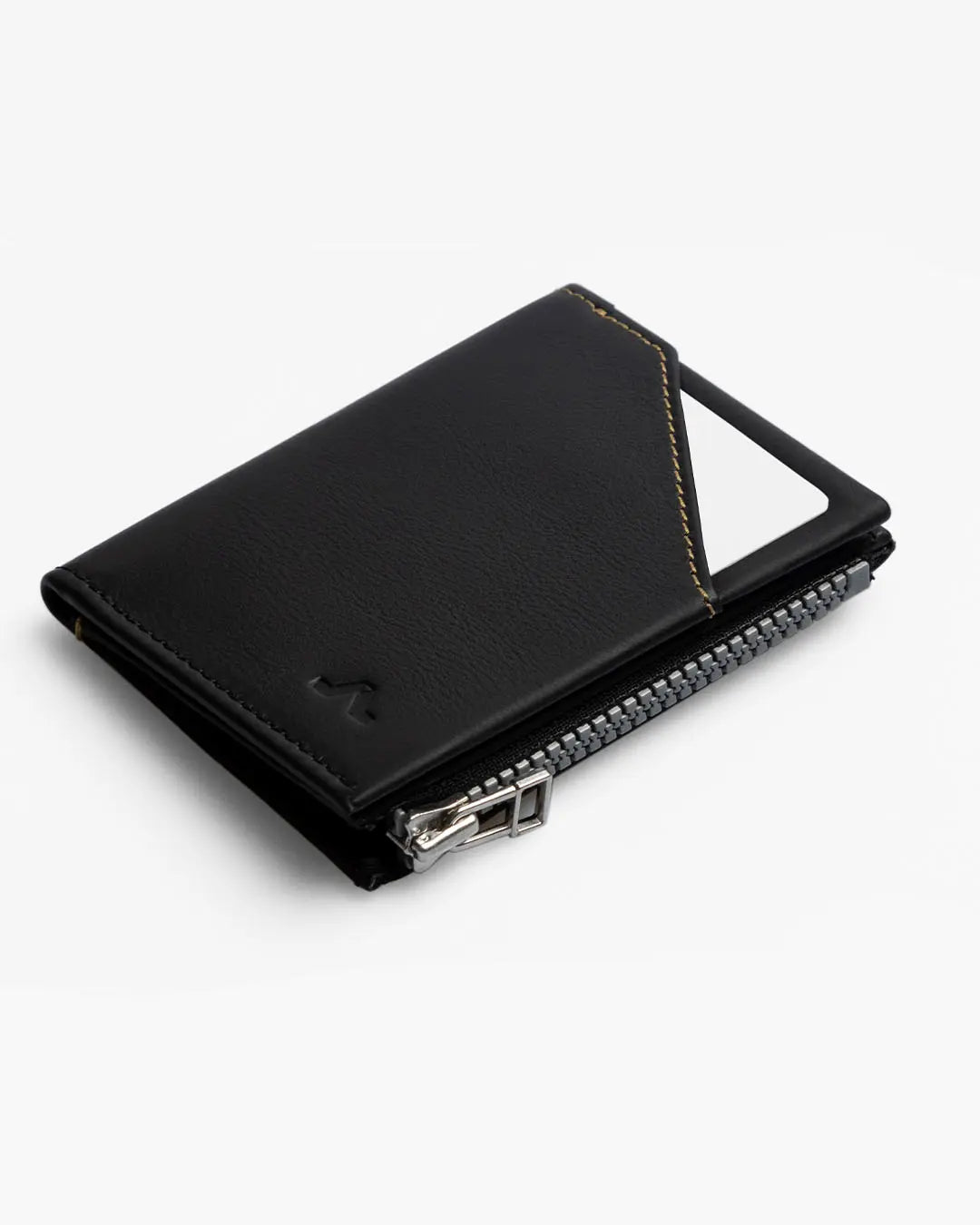 Portafoglio in Pelle Zip Coin Black