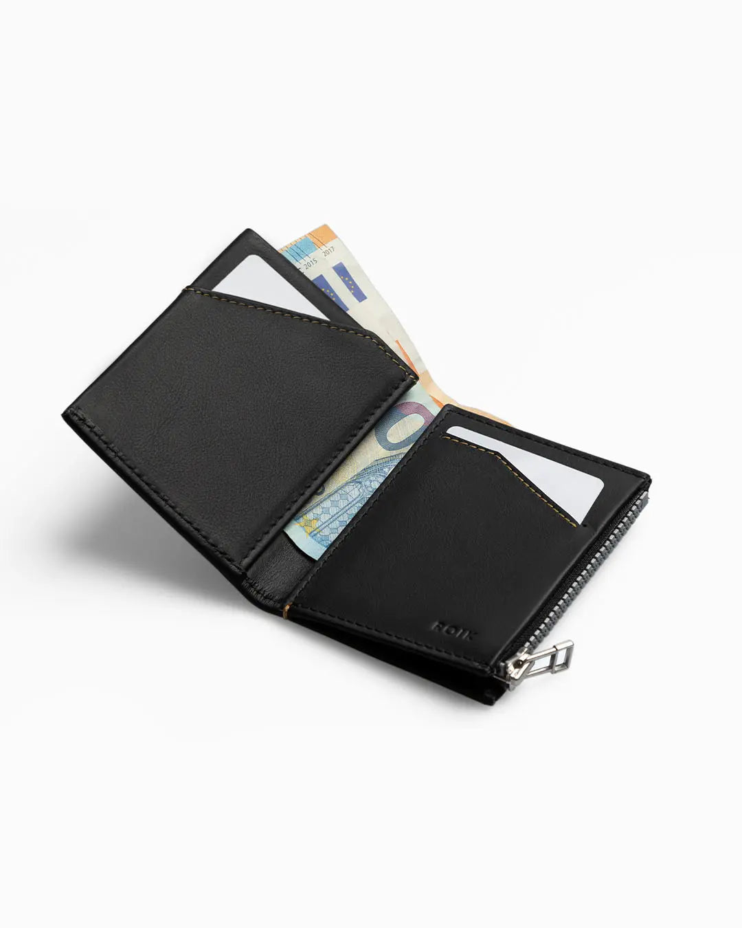 Portafoglio in Pelle Zip Coin Black