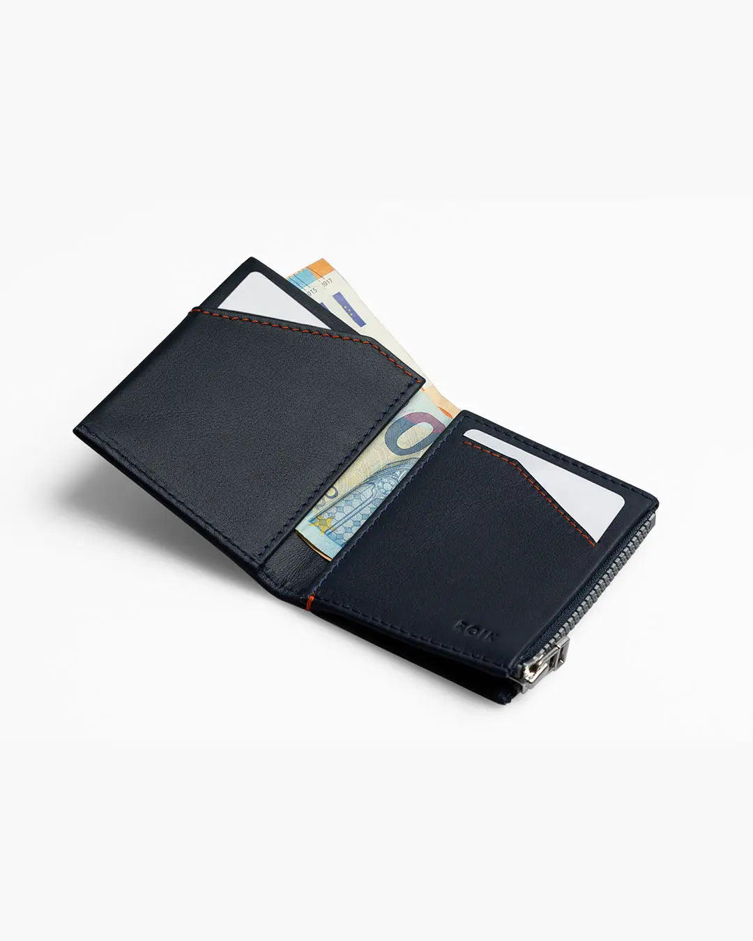 Portafoglio in Pelle Zip Coin Blue Navy