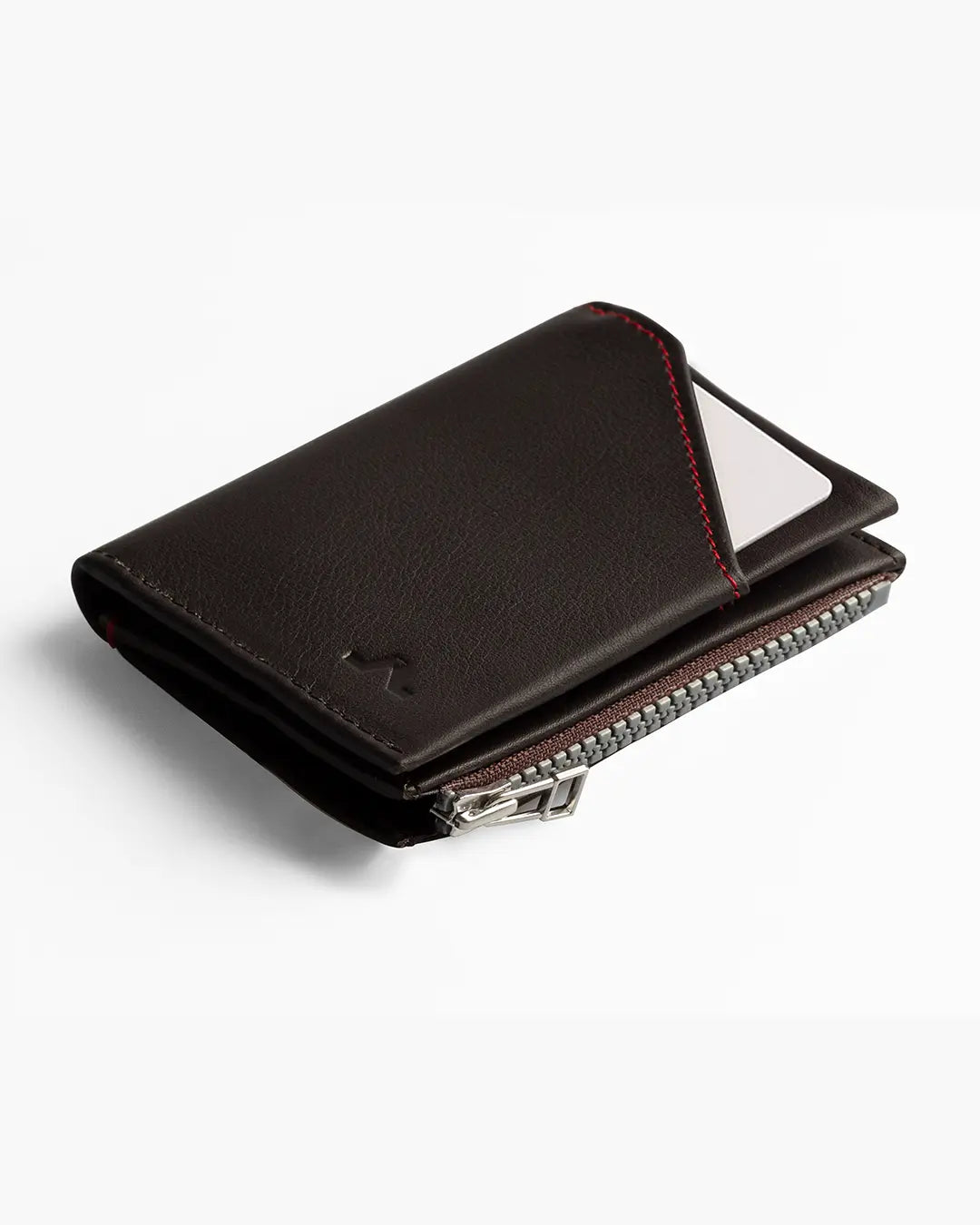 Portafoglio in Pelle Zip Coin Dark Brown