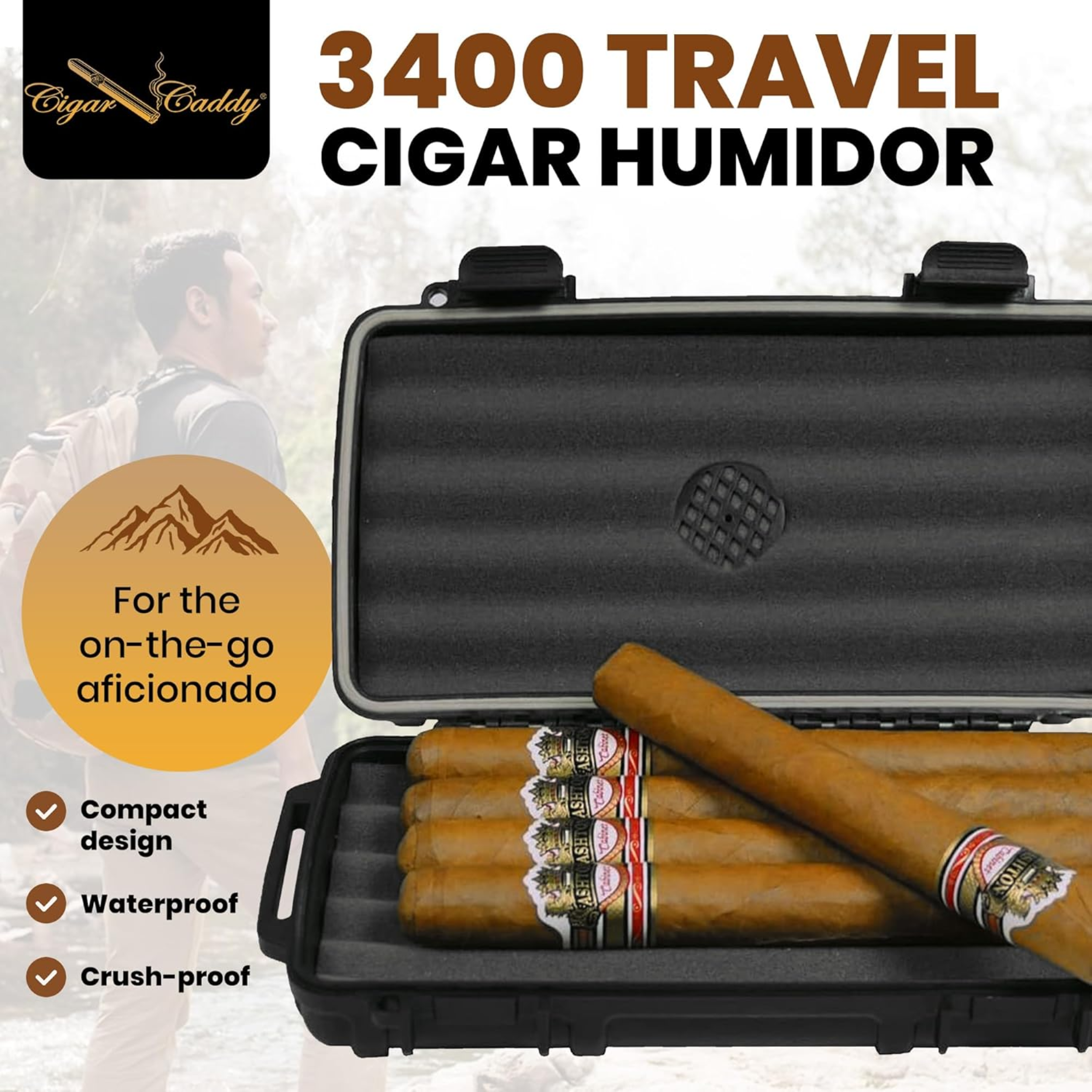 Humidor da viaggio impermeabile Cigar Caddy - Contiene fino a 5 sigari Churchill -