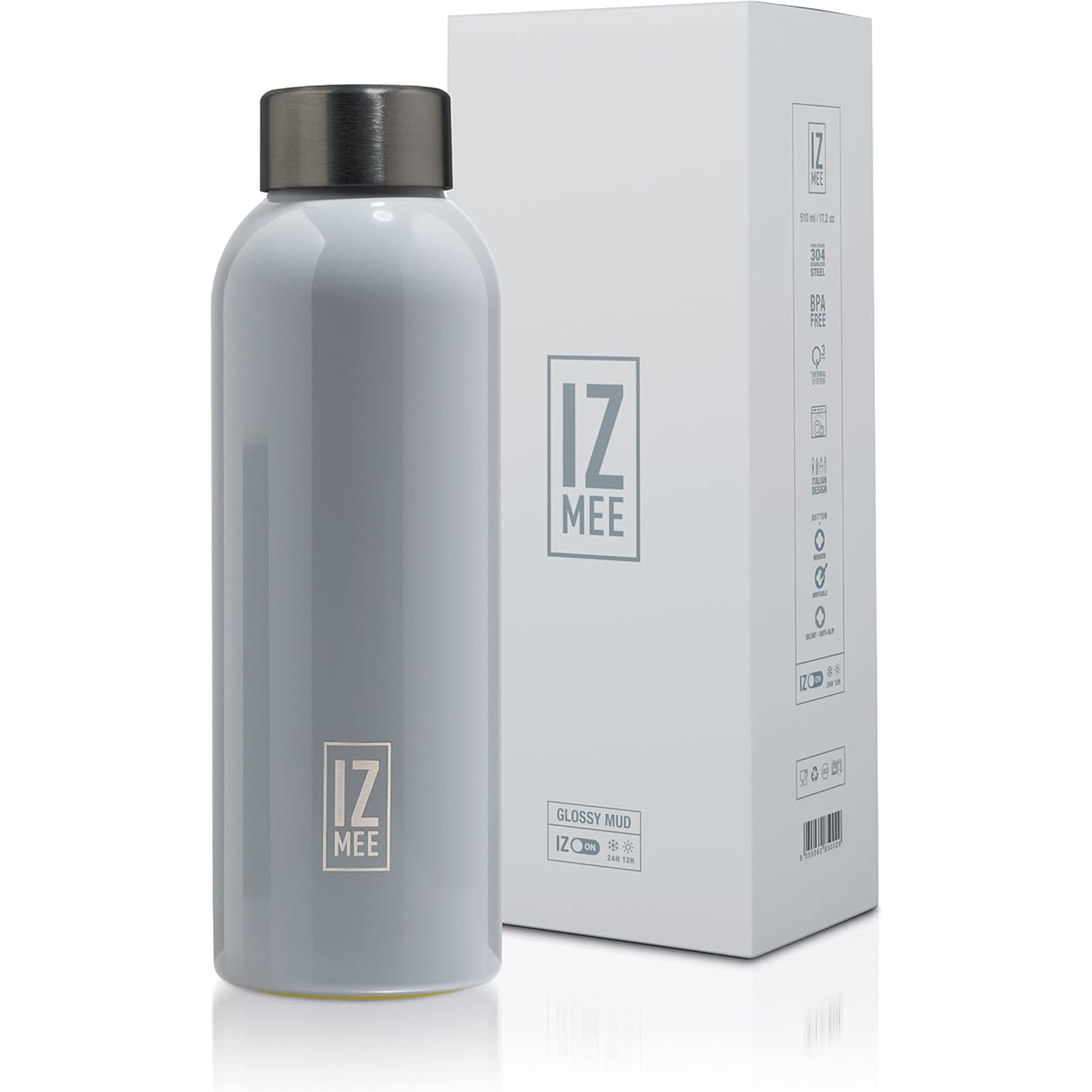 510ml  Bottiglia termica Izmee in acciaio inossidabile - stile lucidissima, luminosa e liscia