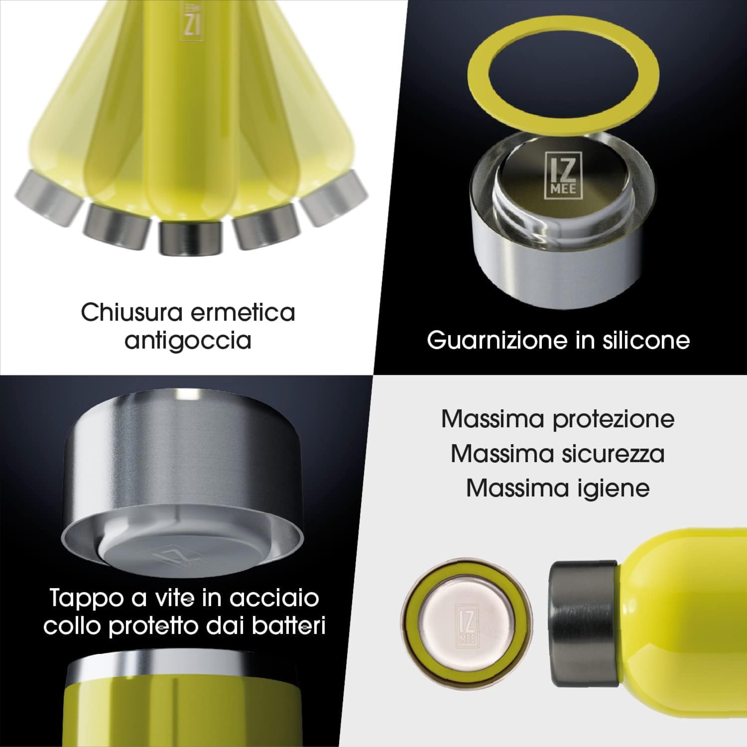 510ml  Bottiglia termica Izmee in acciaio inossidabile - stile lucidissima, luminosa e liscia