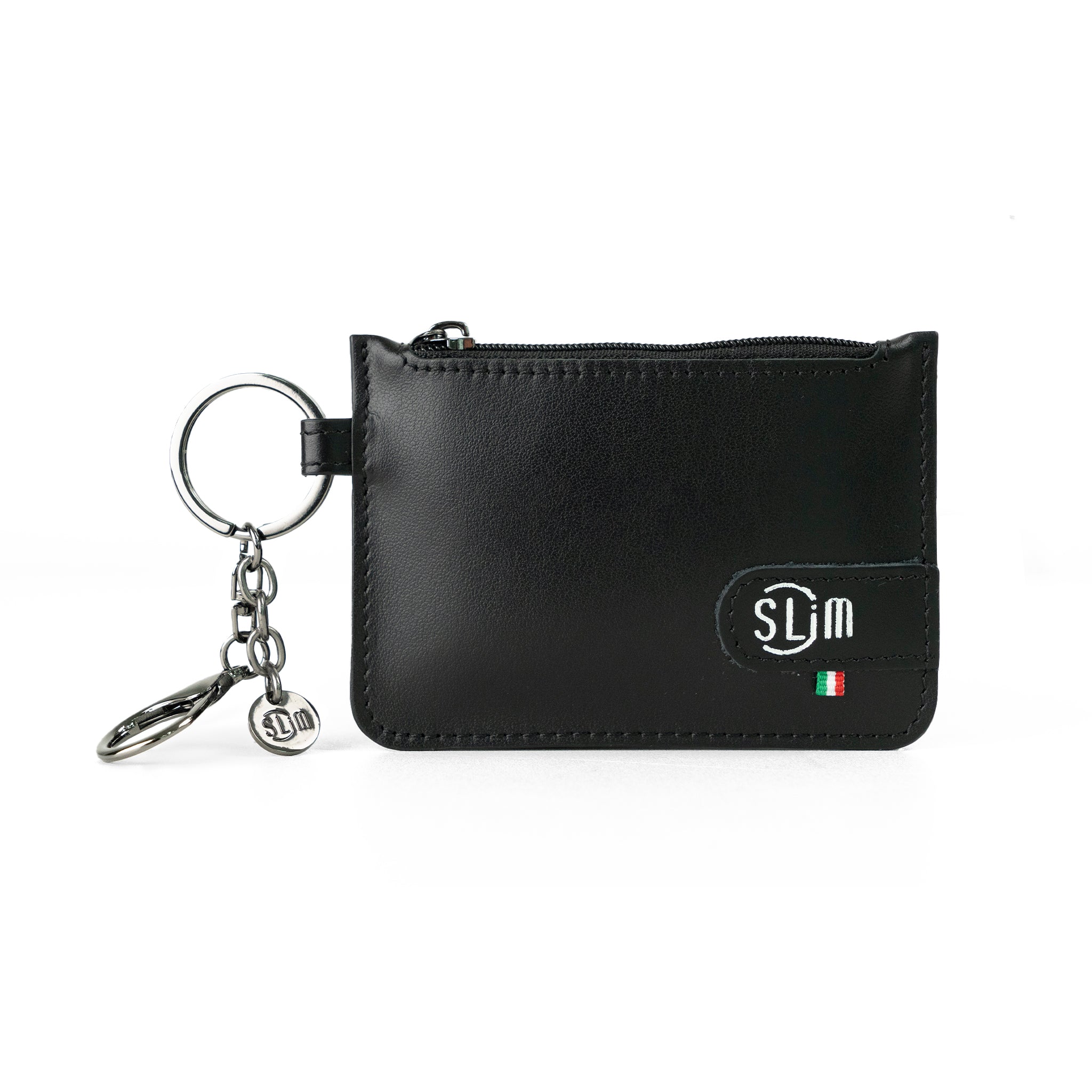 Portachiavi-Portamonete SLim®️ Vera Pelle Nero